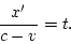 \begin{displaymath}
\frac{x'}{c-v}=t.
\end{displaymath}