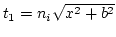 $t_{1}=n_{i}\sqrt{x^{2}+b^{2}}$